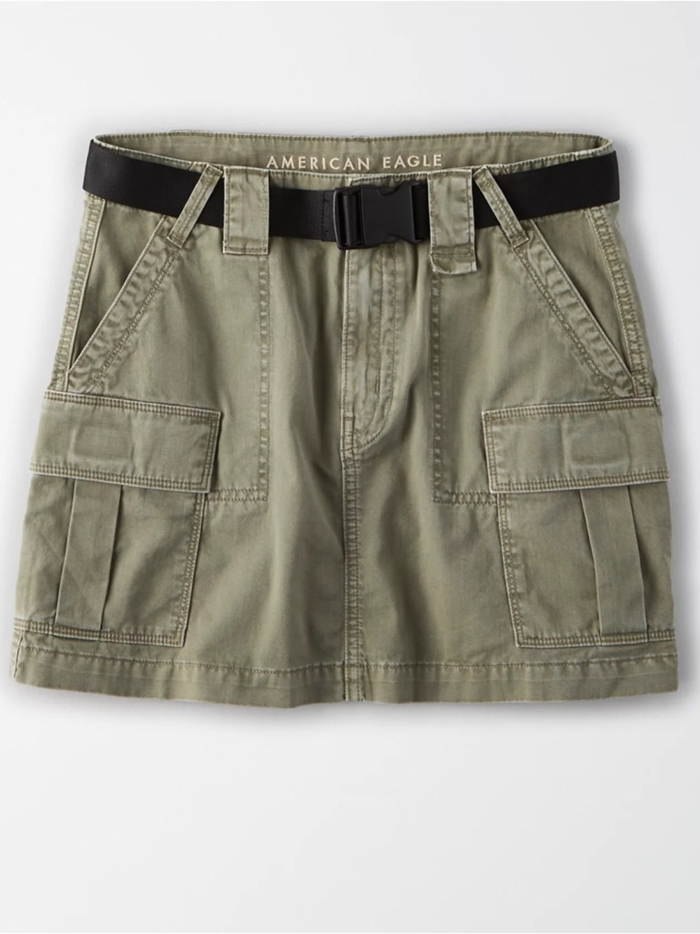 American Eagle Outfitters Hiker Olive Green Cargo Mini Skirt Size 4 100% Cotton